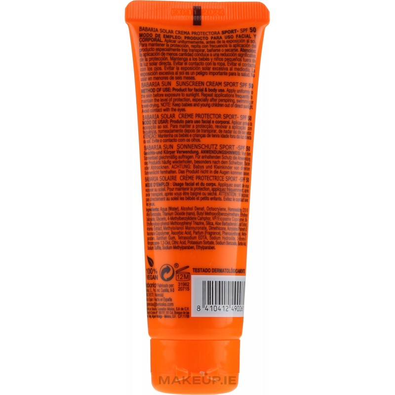 SPORT SUN SCREEN CREAM SPF 50 BABARIA
