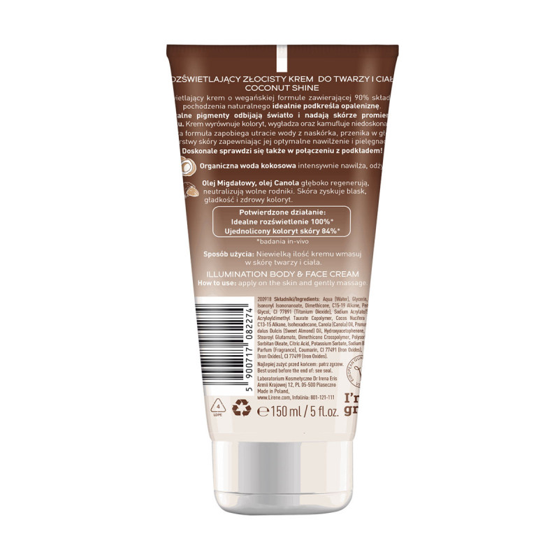 CREME CORPS ET VISAGE COCONUT SHINE 150ML LIRENE