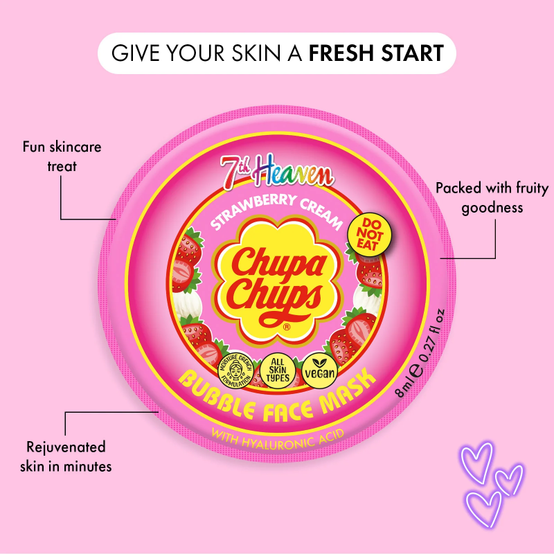 Chupa Chups Strawberry Cream Bubble Mask with Hyaluronic Acid 7th Heaven