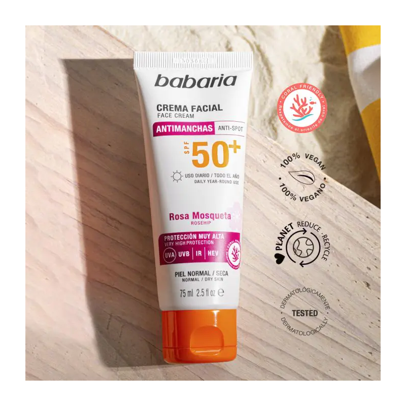 CRÈME PROTECTRICE SOLAIRE SPF50+ 75ML BABARIA + trousse gratuite