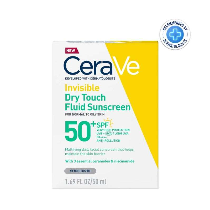 CERAVE ECRAN SOLAIRE SPF 50+ FLUIDE INVISIBLE TOUCHER SEC 50 ML
