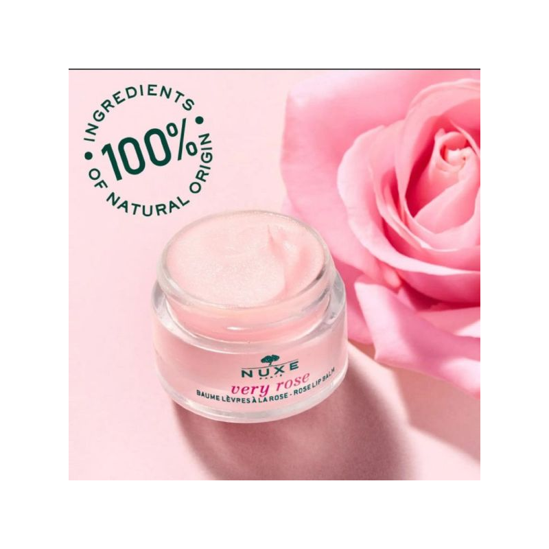 NUXE VERY ROSE Baume Lèvres à la Rose 15g - Lèvres Ultra Sèches ou Abîmées