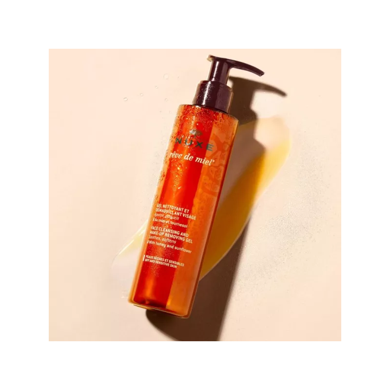 NUXE REVE DE MIEL Gel Nettoyant et Démaquillant Visage - flacon-pompe 200 ml