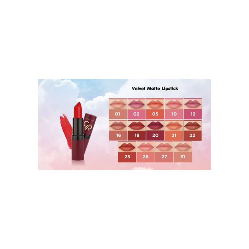 Rouge à Lèvres Mat Golden Rose Velvet Matte - N°17 Rose Of Pink - 4,2g - Neuf Avec Vitamines