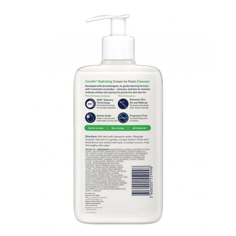 Nettoyant crème-mousse hydratant Cerave