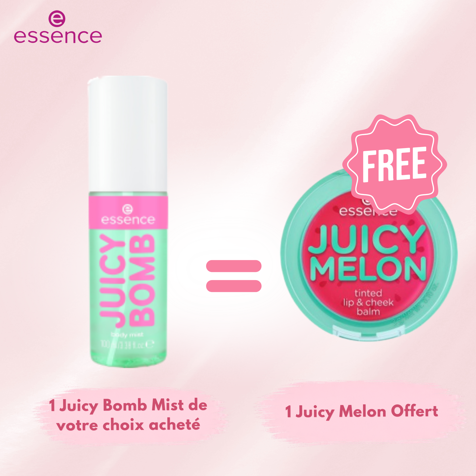1 JUICY BOMB MIST ESSENCE ACHETÉ = 1 JUICY MELON OFFERT